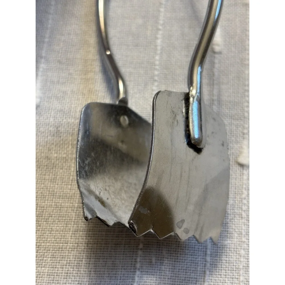 Vintage Vaughan Chicago No. 30 Tongs With Curved Teeth Stainless Kitchen Utensil